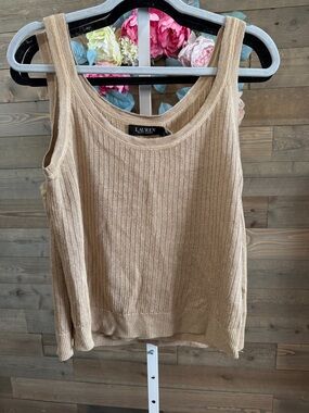 Lauren Ralph Lauren Tan Ribbed Women's Tank Top sweater M L XL